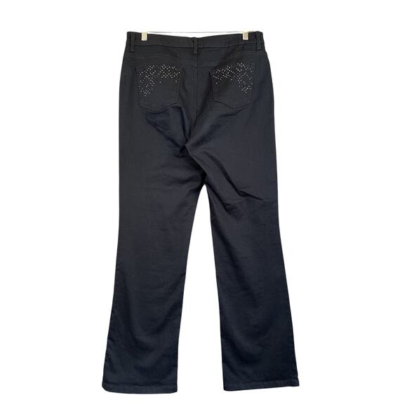 Laura Ashley Jeans Womens 14 Black Stretch Denim Embellished Pockets Zip Fly - Picture 2 of 11